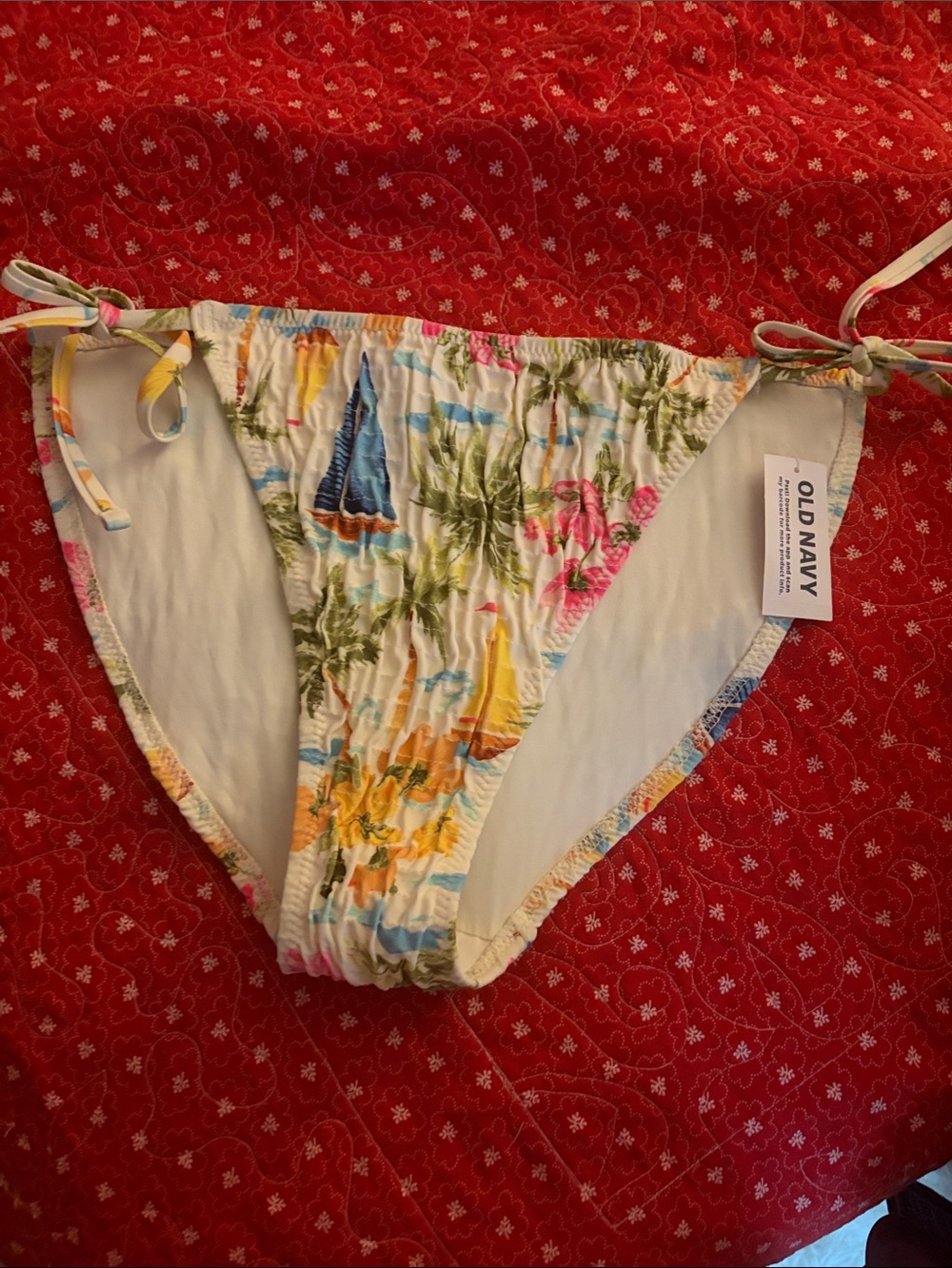 Old Navy Girls' Tropical Print Tie-Side Bikini Bottoms - Multi